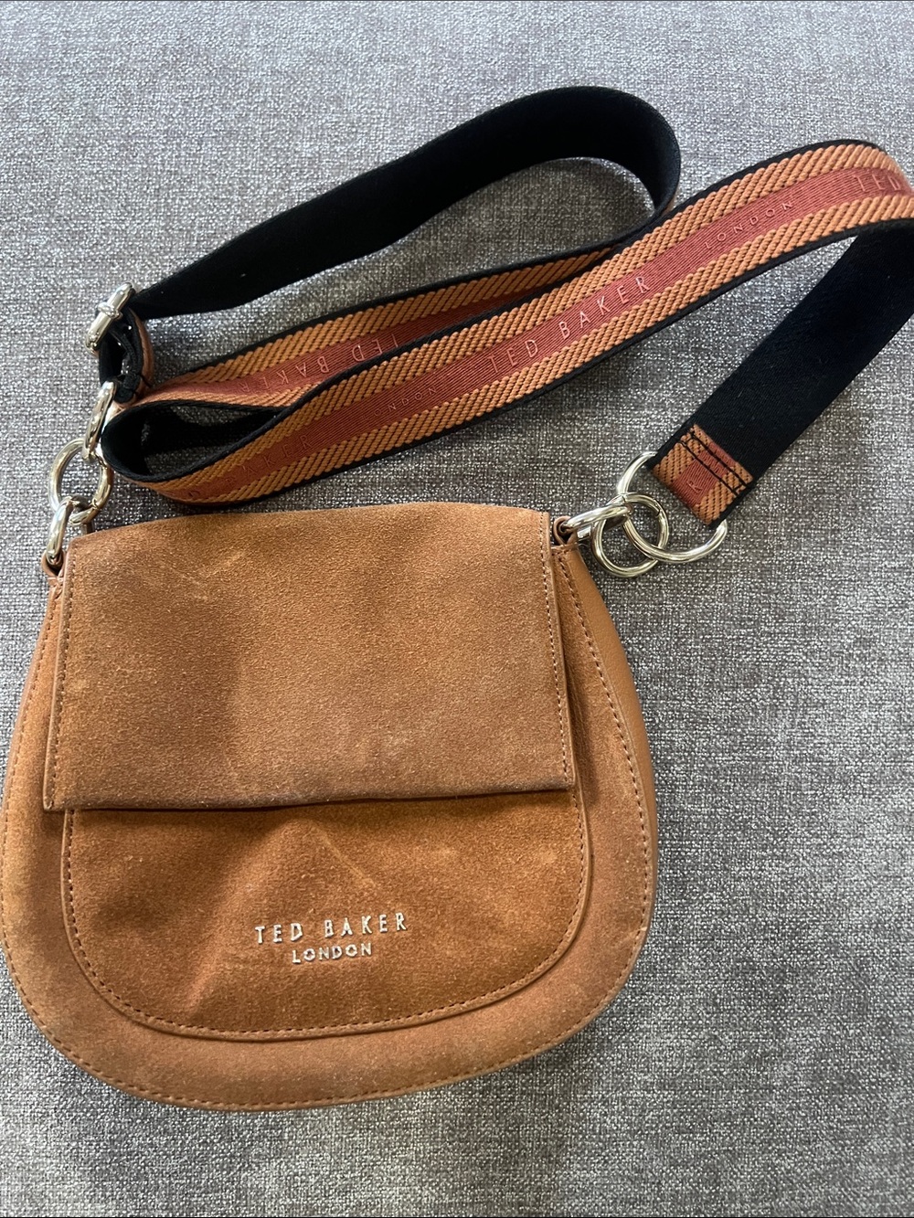 Ted Baker Tan leather Crossbody with Branded Stripe Strap